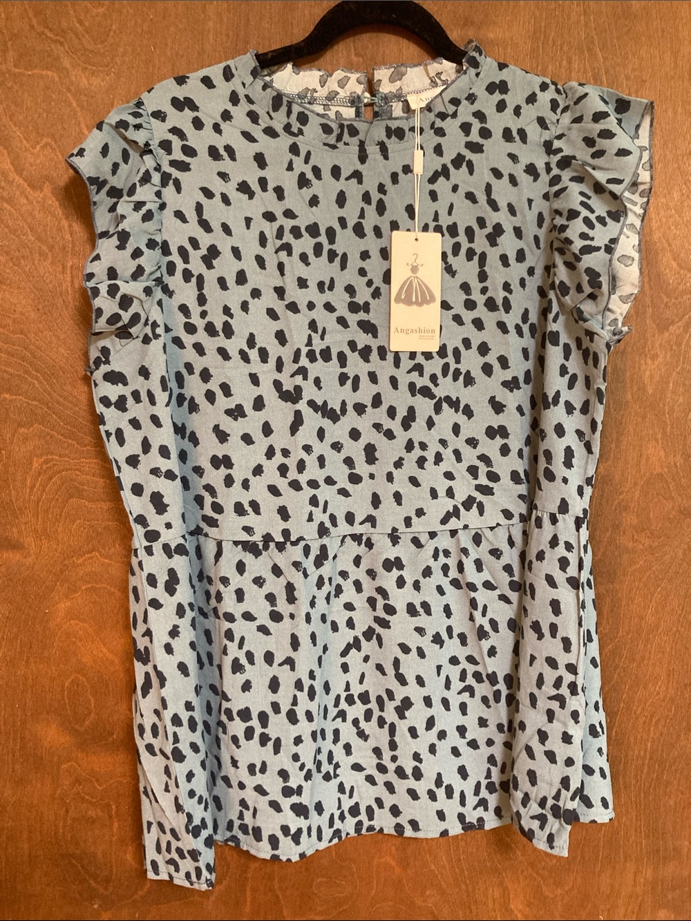NWT Angashion blouse, dusty blue/navy XL